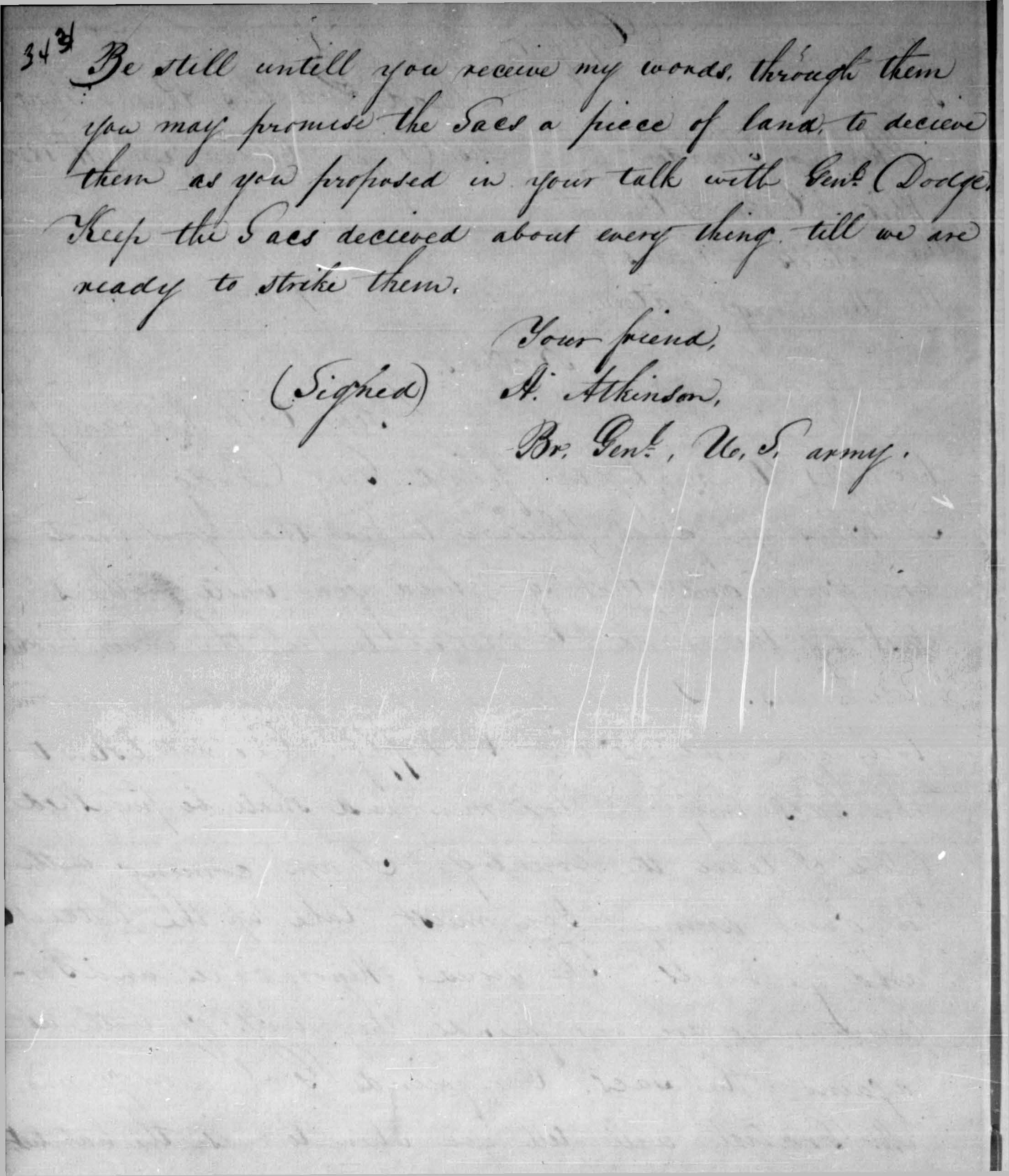 Letter from Henry Atkinson to Whirling Thunder, White Crow, and Other Chiefs and Braves of the Winnebago Nation, June 11, 1832, p. 1-2.