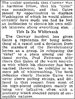 Newspaper clipping criticizing Conway, accusing him of deceit and self-interest in political and military dealings.