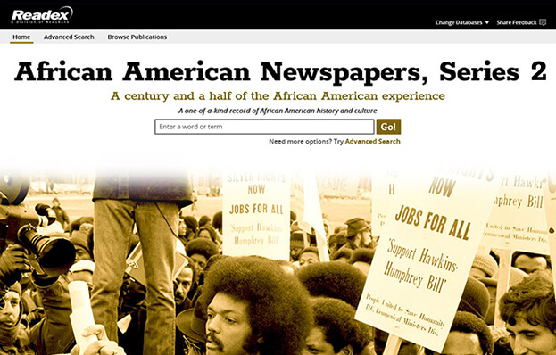 African American Newspapers interface